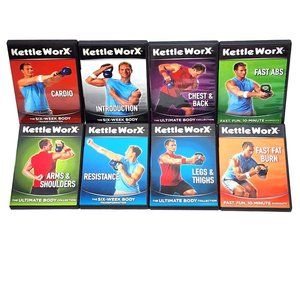 Kettle WorX Ultimate Body Collection With 9 Kettle Bell DVDs. Like New.